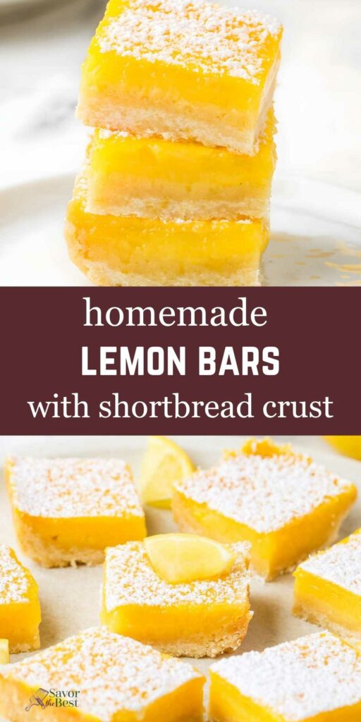 Several lemon bars on a white plate dusted with powdered sugar.