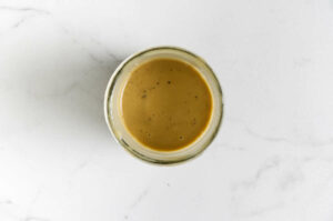 Soy miso dressing in a jar.