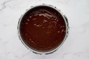Pouring the batter into the baking pan.
