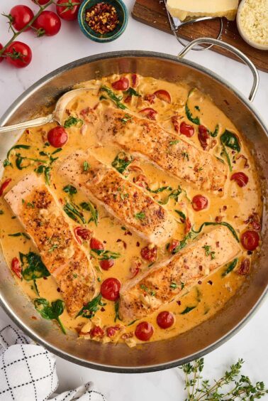 One Skillet Salmon with Lemon Orzo - Savor the Best