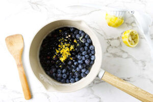 Blueberries and lemon for homemade blueberry topping.