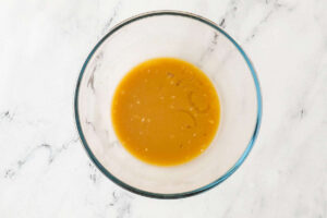 Small bowl of whisked miso mixture for the ramen broth.