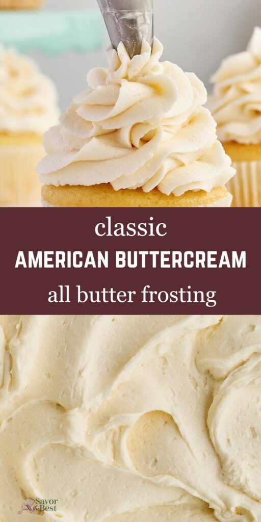 Cupcake being frosted with classic American buttercream.
